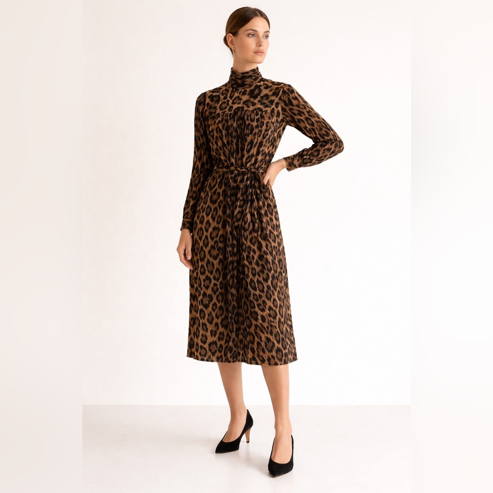 Rare Vintage Stanley Sherman Silk Leopard Wrap Dress Saks Fifth Ave 80s